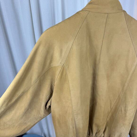 Vintage Leather Bomber Jacket Tan Men's Large - Picture 9 of 16